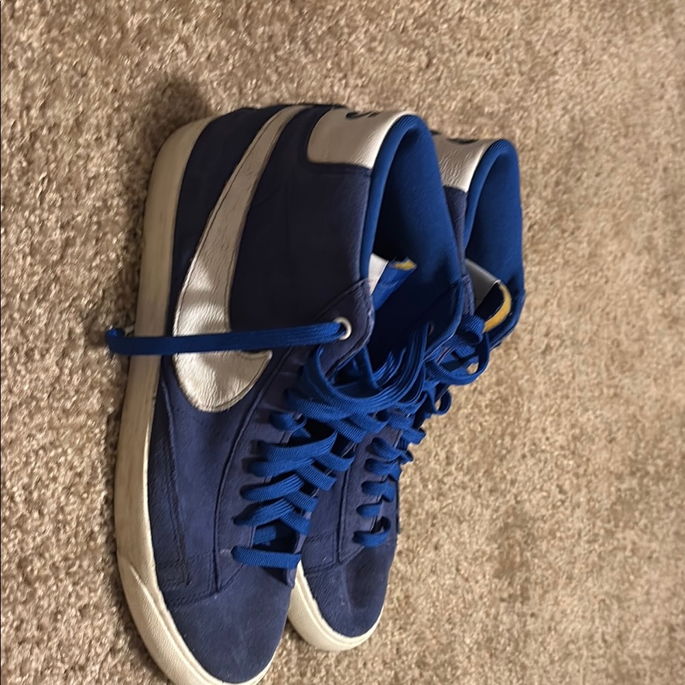 Nike Blue and White High-Top Sneakers
